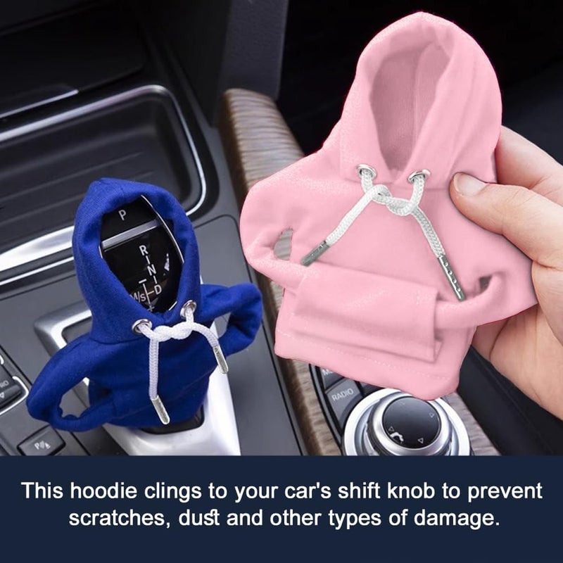 Lecctso Car Shift Knob Hoodie, Fashionable Sweater Hoodie Auto Gear Shift Knob Protector, Universal Car Interior Accessories Funny Car Shift Knob Cover for Car Truck SUV (Pink) - Image 5